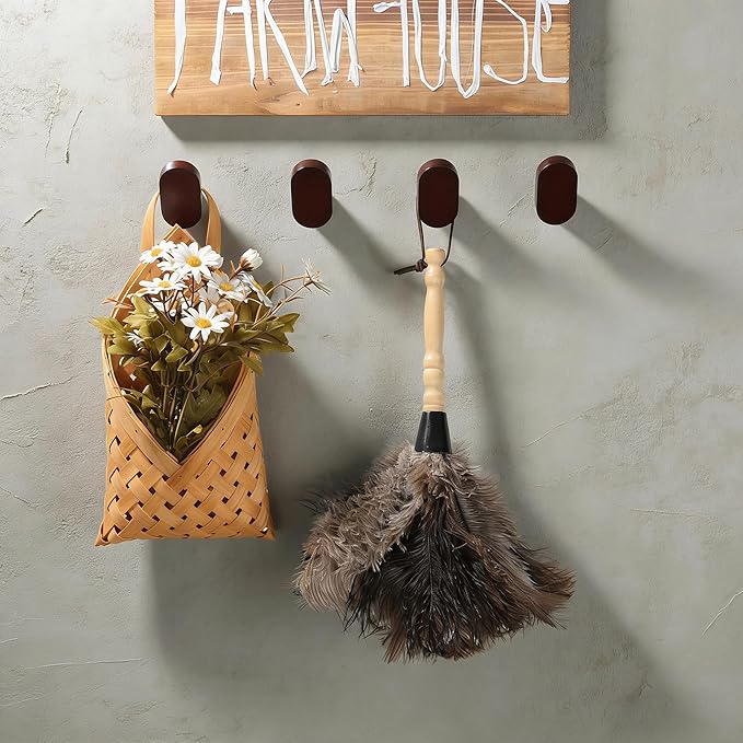 DELITON Coat Hooks Wall Mount, 4 Pack Wood Wall Hooks Rustic Heavy Duty - Image 2