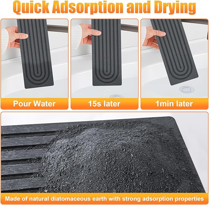 Kitchen Sink Faucet Mat, Super Absorbent Diatomaceous Earth Kitchen Sink Mat - Image 5