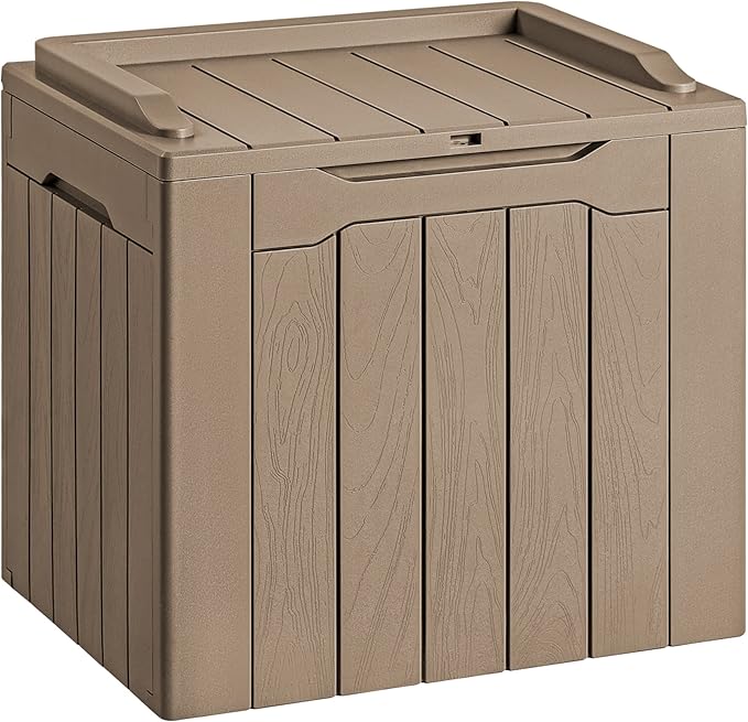 Devoko 30 Gallon Resin Deck Box Outdoor Indoor Waterproof Storage Box for Patio Furniture Pool Accessories Storage for Cushion Garden Tools (30 Gallon, Light Brown) by DEVOKO