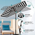 AreShark 7.5FT Patio Umbrella Table Market Umbrella with 6 Sturdy Ribs, Button Tilt/Crank, Heavy-Duty Outdoor Umbrellas for Pool, Deck, Garden and Backyard, Black & White Stripe - Image 6