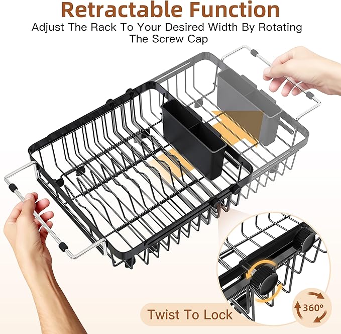 romision Expandable Dish Drying Rack Over The Sink Small Metal Stainless Steel - Image 6