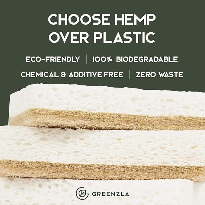 Greenzla Kitchen Sponges, Odor Free Plant-Based Dish Sponges, Non-Scratch Sisal - Image 3