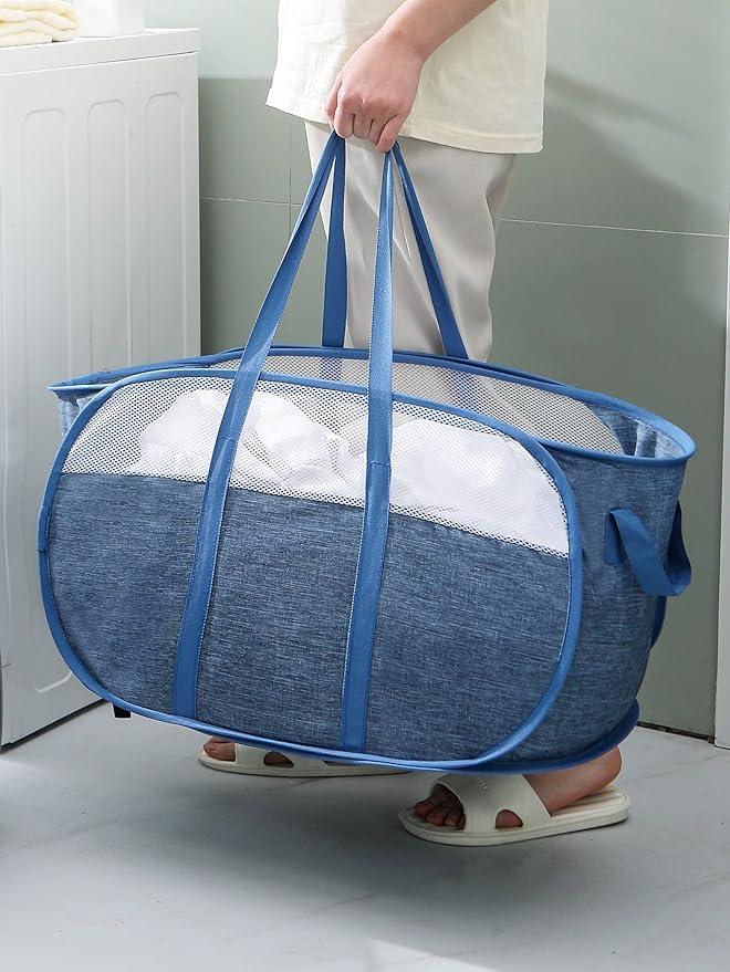 pop-up laundry basket，with Durable Handles collapsible Mesh laundry Hamper - Image 4