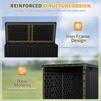 Flamaker Resin Deck Box 270 Gallon, Waterproof Imitation-Wood Lockable Storage Box with Separator Plate Outdoor Indoor, Garden, Patio Furniture for Tools&Pool Accessories (Black) - Image 2