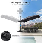PURPLE LEAF 11.5' X 11.5' Telescopic Patio Umbrella with Base Included Lifting Cantilever Offset Square Large Umbrella for Pool Outdoor Patio Deck Garden Grey - Image 6
