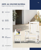 KINGYES Oversized Patio Rocking Chair Set of 2, High Density Polyethylene Outdoor Rocking Chairs with 330lbs Support for Adults, White - Image 5