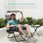 Best Choice Products 30” Wide Folding Zero Gravity Outdoor Recliner Patio Lounge Chair w/Adjustable Canopy Shade, Headrest, Side Accessory Tray - Hot Pink/Black - Image 5