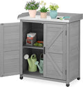 Outdoor Storage Cabinet & Potting Bench Table with Metal Top, Wooden Patio Furniture, Garden Workstation (Classic Grey, 39x31.5x17in) by OutdoorFurniture