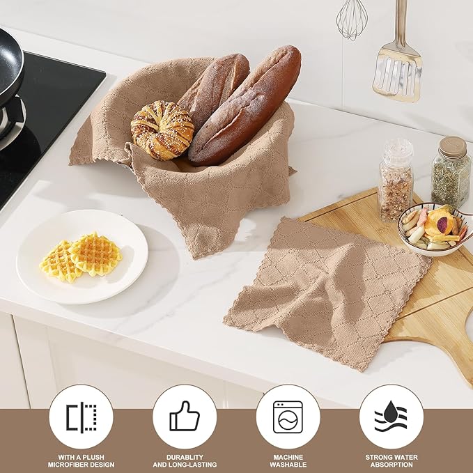 Homaxy Kitchen Towels and Dishcloths Set, 10 x 10 and 13 x 19 Inches, No Lint - Image 2