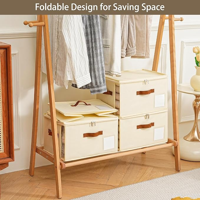 4 Pack Large Storage Bins with Lids, Foldable Closet Organizer with Clear Window - Image 3