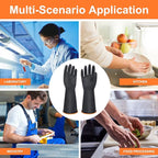 14" XL Size Latex Chemical Resistant Gloves, Reusable Heavy Duty Long Rubber - Image 6