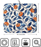 Autumn Pumpkin Dish Drying Mat for Kitchen Counter 16x18 Inch Blue and Orange - Image 2