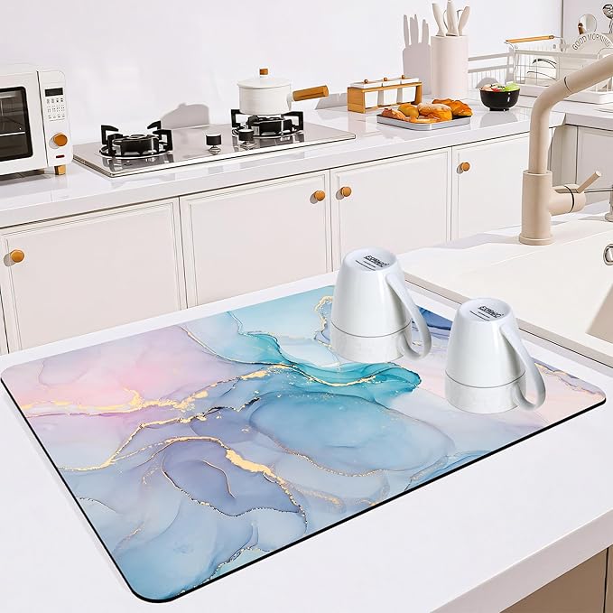 Dish Drying Mat for Multiple Usage. Super Absorbent, Easy clean, Quick dry by Mokiwala