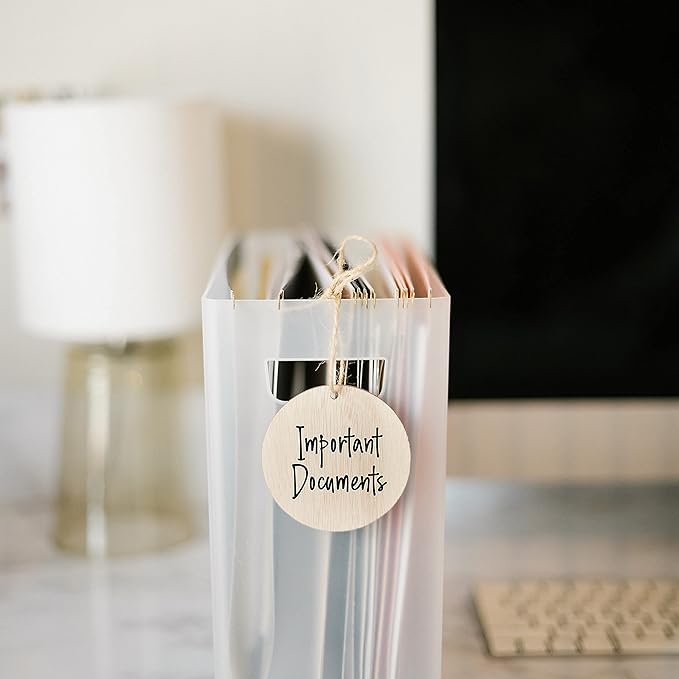 SAVVY & SORTED 12 Round Wooden Ornament Basket Tags - Image 5