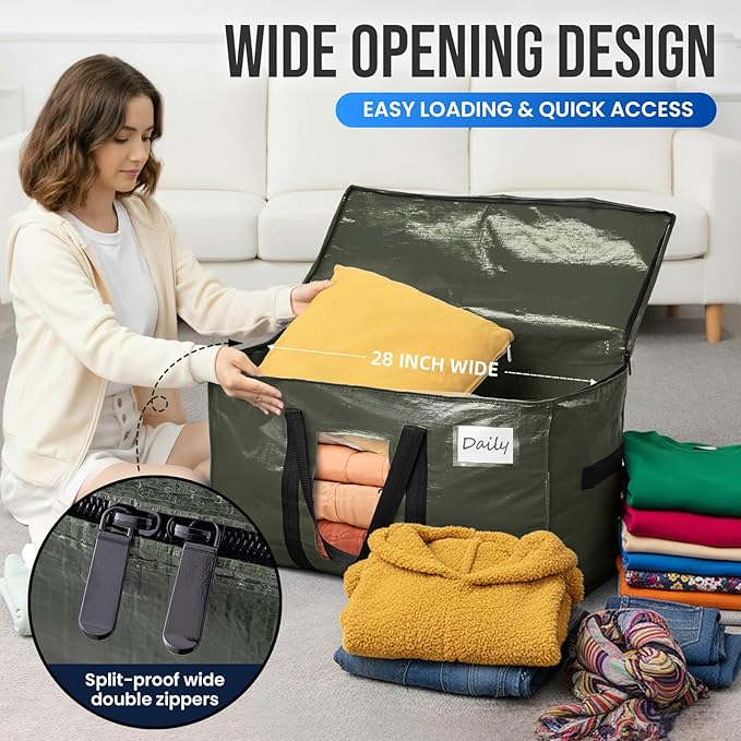 TAILI 2 Pack Green Extra Large Storage Bags, Heavy Duty Totes - Image 4