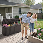 Flamaker Outdoor Storage Box 80 Gallon Resin Waterproof Deck Box Delivery Box with Wood Texture Large Storage Bin for Patio Cushions (Brown) - Image 7