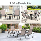 Patio Chairs Set of 2, Easily Set Up Stackable Outdoor Dining Chairs with High Back and Wide Seat, All Weather Breathable Outdoor Chairs Set of 2 with Metal Frame for Backyard Deck Pool, Brown - Image 8