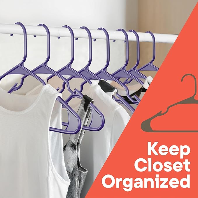 Purple Plastic Hangers 50 Pack– Heavy-Duty Plastic Hangers Slim and Space-Saving - Image 3