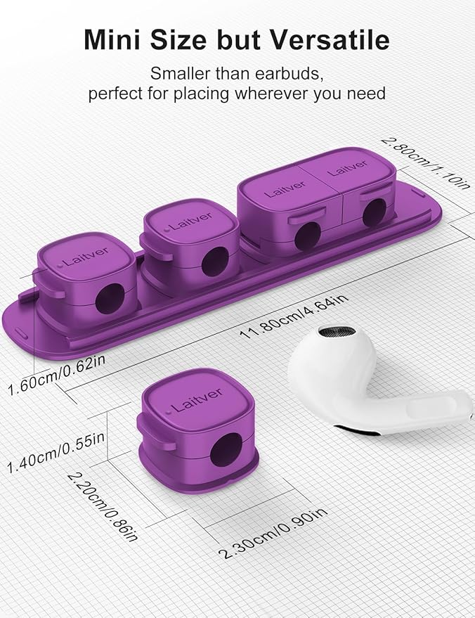 6 Pack Magnetic Cable Clips, Laitver Cord Organizer Holder Strong Adhesive Desk - Image 8
