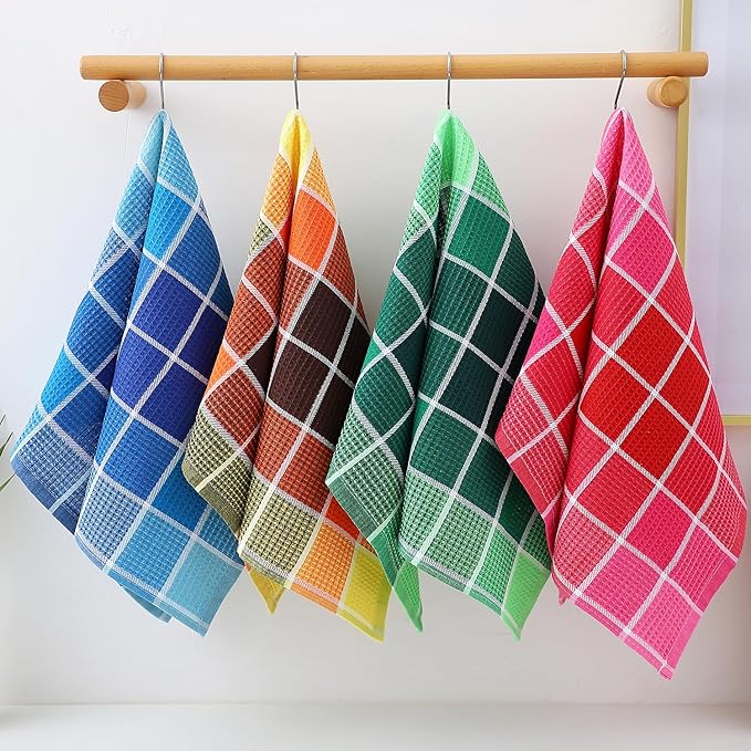 Bright Large Kitchen Towels, 16 Inch x 26 Inch Buffalo Check Dish Towels - Image 3