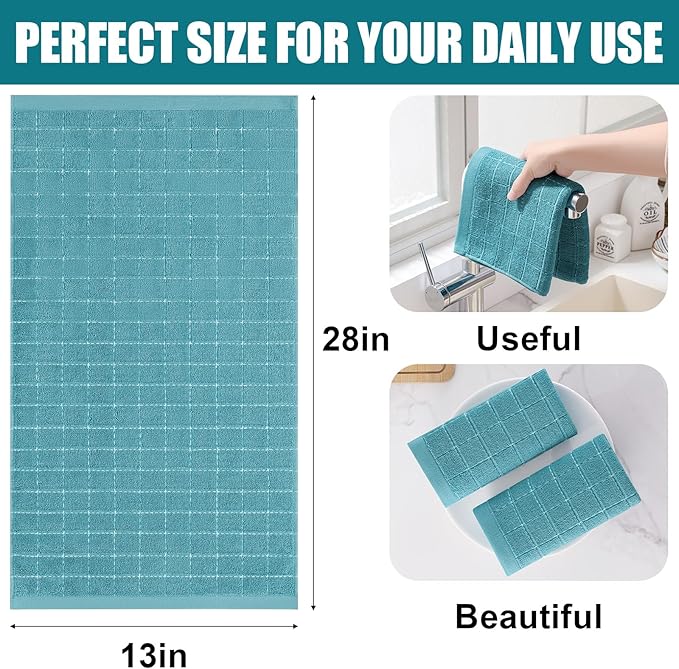 Homaxy 100% Cotton Terry Kitchen Towels, Checkered Designed, Soft and Super - Image 5