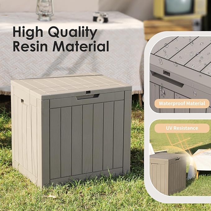 DRATO Deck Boxes, 30 Gallon Outdoor Storage Box for Patio Cushion, Garden Tools, Waterproof and UV Resistant, Lockable (Grey,30 Gallon) - Image 2