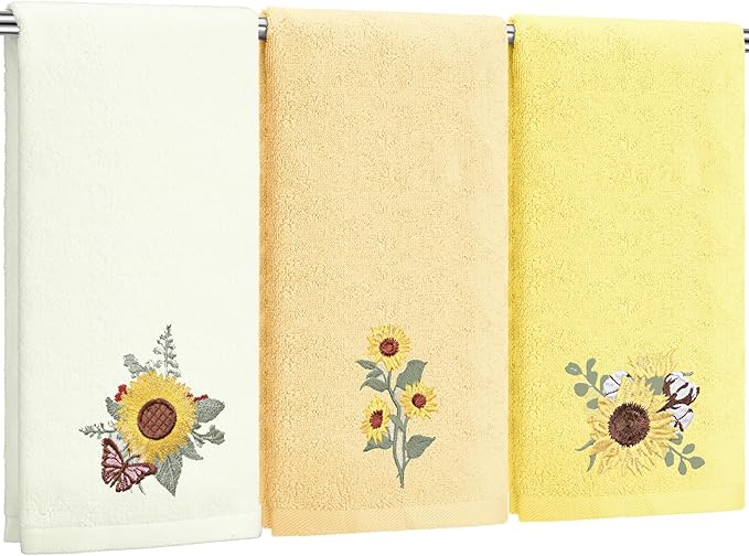 Sunflower Hand Towels Farmhouse Yellow Sunflower Bathroom Decor 14x29 Inch by Tingjoo