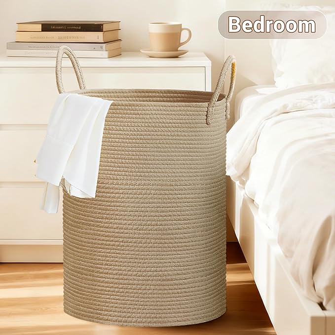 Tall Laundry Basket with Handles, 100L Portable Dirty Clothes Hamper, Boho - Image 5