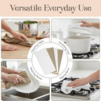 MosJos Kitchen Hand Towels Set of 4 Cotton Ribbed Taupe and White Hand Towels - Image 6