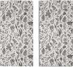 Spring Floral Hand Towels for Bathroom Set of 2 Dark Brown White Flower Leaves by Aytipun