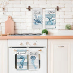 Rustic Coastal Beach Hand Towels, Sea Horse Jellyfish Turtle Starfish Unwind - Image 5