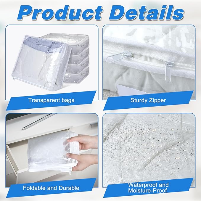 8 Pcs Clear Plastic Storage Bags - Image 3