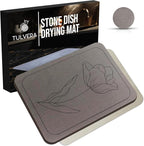 Stone Dish Drying Mat for Kitchen Counter – Diatomaceous Earth Drying Mat | by Tulvera