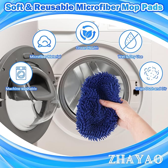Coral Fleece Mop Pads, Reusable Wet/Dry Compatible - Image 4