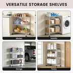 Xcity Storage Shelves, 3 Tier Heavy Duty Metal Shelving Unit with Wheels, 1050 LBS Capacity Adjustable Steel Wire Shelf Organizer for Pantry, Kitchen, Garage, 14" D x 24" W x 30" H, Chrome - Image 7