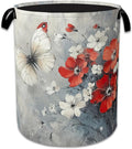 Butterfly Flowers Laundry Basket, Foldable Oxford Cloth Red Laundry Hamper by Unknown