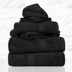 SUPERIOR Solid Egyptian Cotton Towel Set, Washcloths 13” x 13”, Hand Towels 20” by SUPERIOR