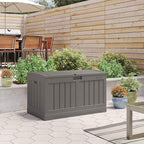 Suncast 50 Gallon Plastic Deck Box with Molded Lockable Feature and Weathertight Construction for Home, Patio, Lawn, and Garden Storage, Gray - Image 4