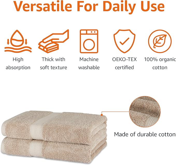 Amazon Basics Fade-Resistant 100% Cotton Bath Towel, Machine Washable - Image 2