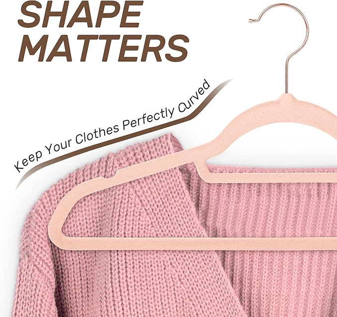 Velvet Hangers 30 Pack with Rose Gold Hooks, Space Saving & Heavy Duty Slim - Image 5