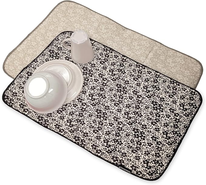2 Pack Printed Dish Drying Mats by Homewear