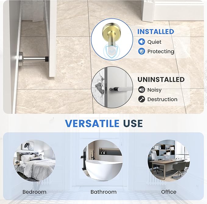 1 Pack Door Stops, Stainless Steel Door Stoppers, No Drilling Door Stops - Image 8