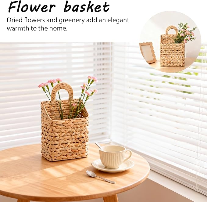 Wicker hanging basket, Water Hyacinth Wall Basket, Rustic Handwoven Hanging - Image 7