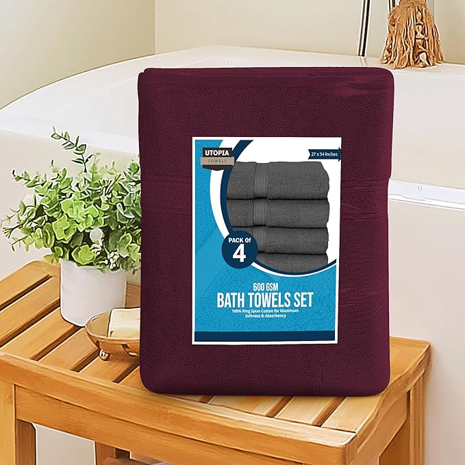 Utopia Towels 4 Pack Premium Bath Towels Set, 27 by 54 Inches, 100% Ring Spun - Image 8