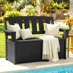 SERWALL HDPE Outdoor Storage Bench, All-Weather, UV-Resistant Deck Box with Waterproof Storage Bags, 57 Gallon Dual-Use Seat & Organizer Deck Boxes for Patio, Garden Tools & Pool (Matte Black) - Image 2