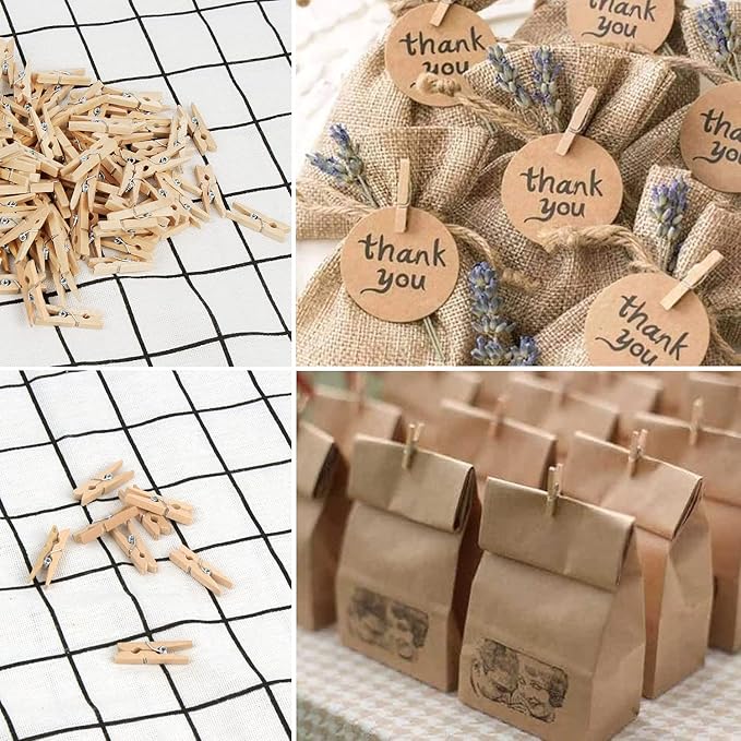 KIMOBER 1.18Inch Wooden Clothespins, Sturdy Natural Wooden Craft Peg Pins Clips - Image 6