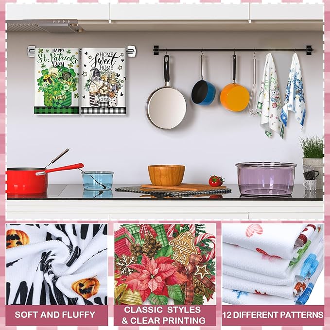 12 Pcs Seasonal Kitchen Towels Set - Image 3