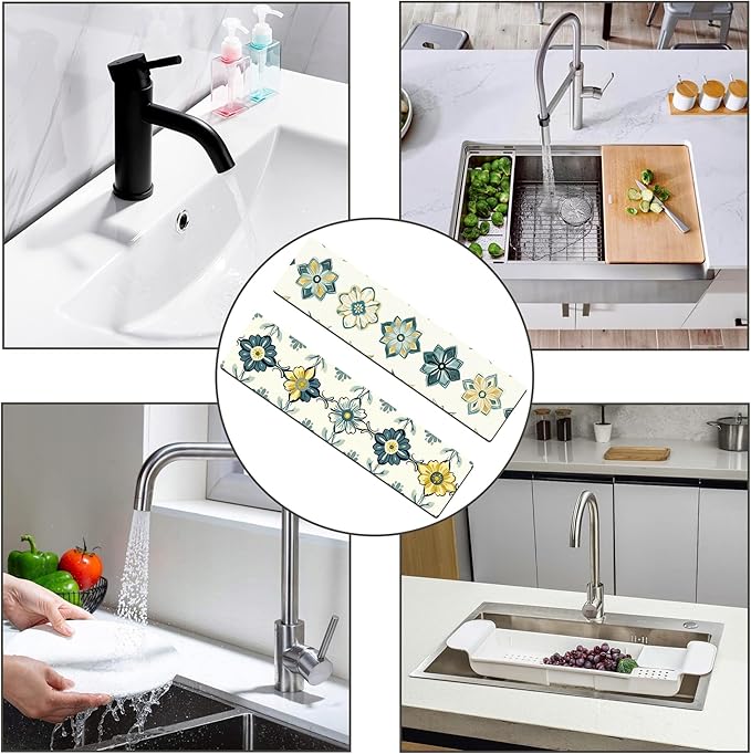 Bimkole 2 PCS Faucet Absorbent Mat, Kitchen Faucet Sink Splash Guard Wraparound - Image 7