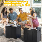 33 Gallon Outdoor Deck Box, Lockable Waterproof Outdoor Storage Boxes For Garden Tools,Indoor Cushions,Accessories Outside Storage Resin Weatherproof Container(Black) - Image 3