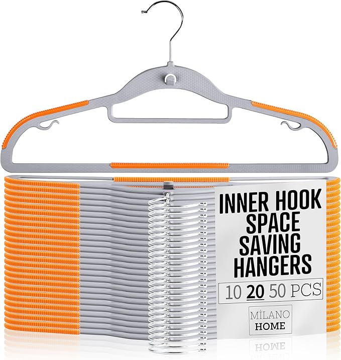 Plastic Hangers 20 Pack, Cascading Slim Space Saving Clothing Hangers by milanohome
